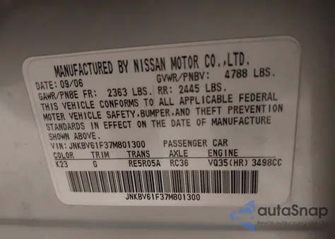 2006 Infiniti M35X из США, поврежденный, VIN JNKAY01F16M259841